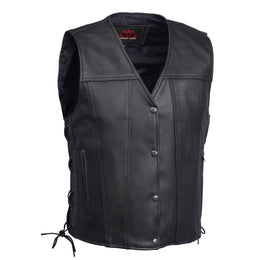 Clubster Men's Black  Motorcycle Leather Vest