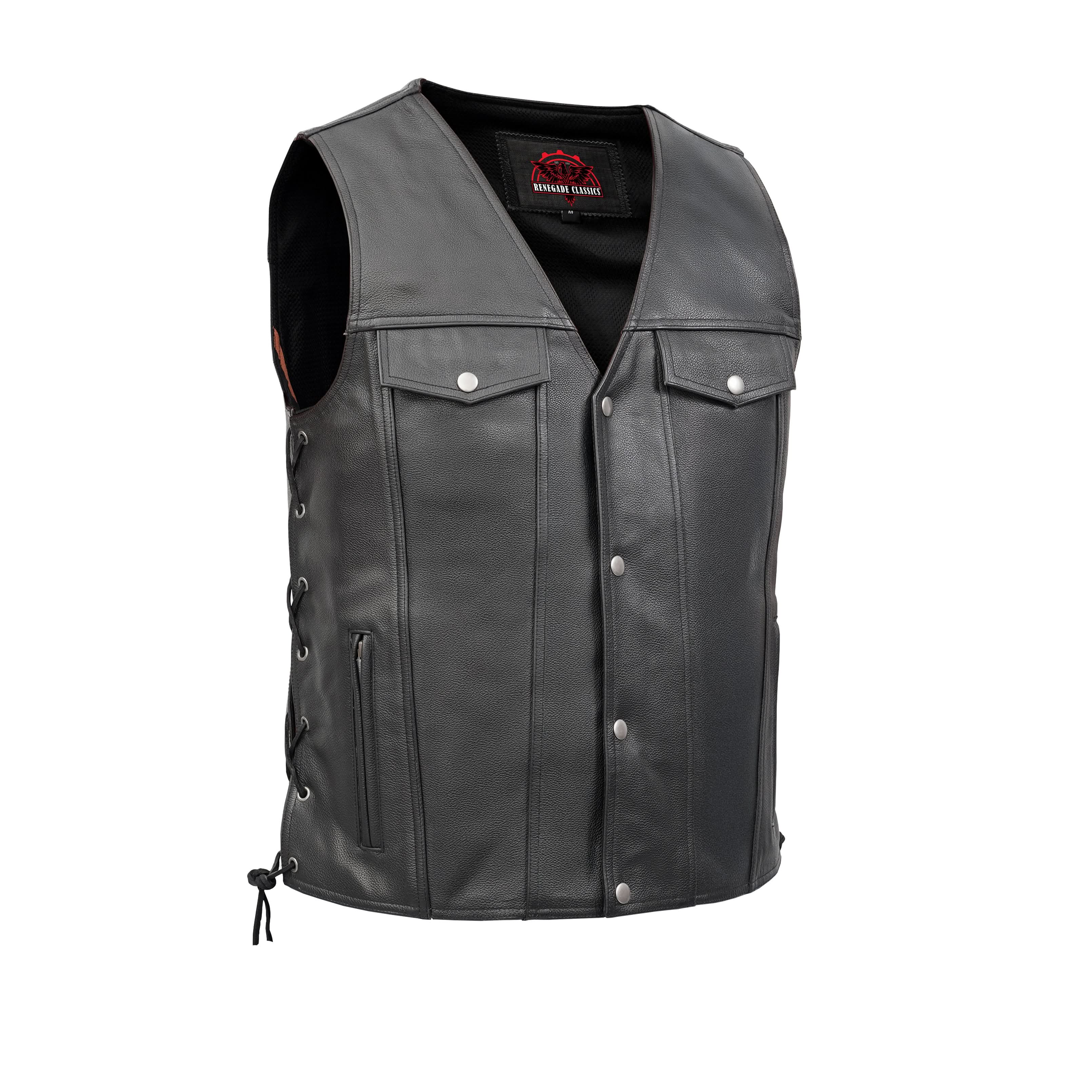 Rocker Men's Black Leather Motorcycle Vest