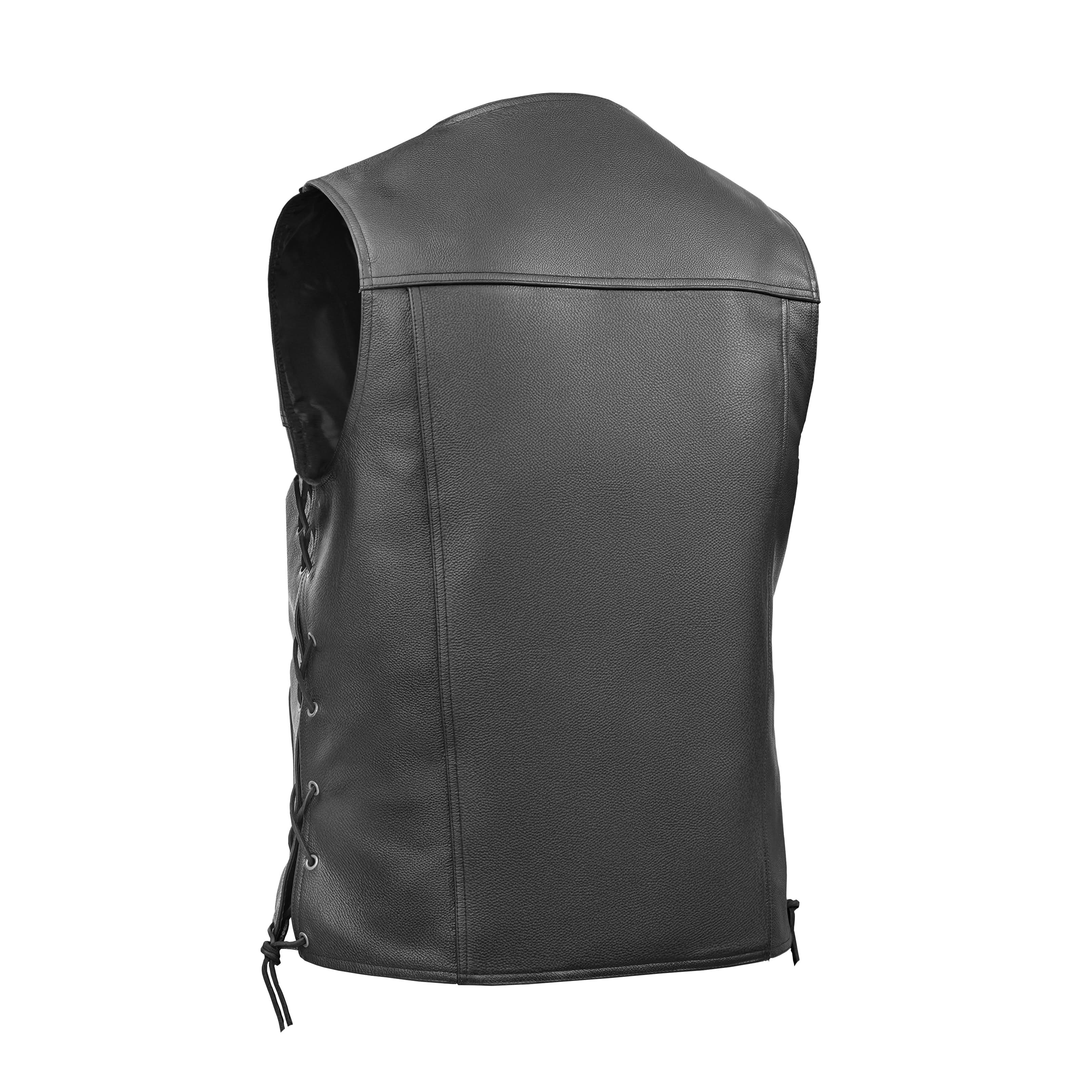 Rocker Men's Black Leather Motorcycle Vest