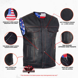 American Core Men's Leather Motorcycle Vest