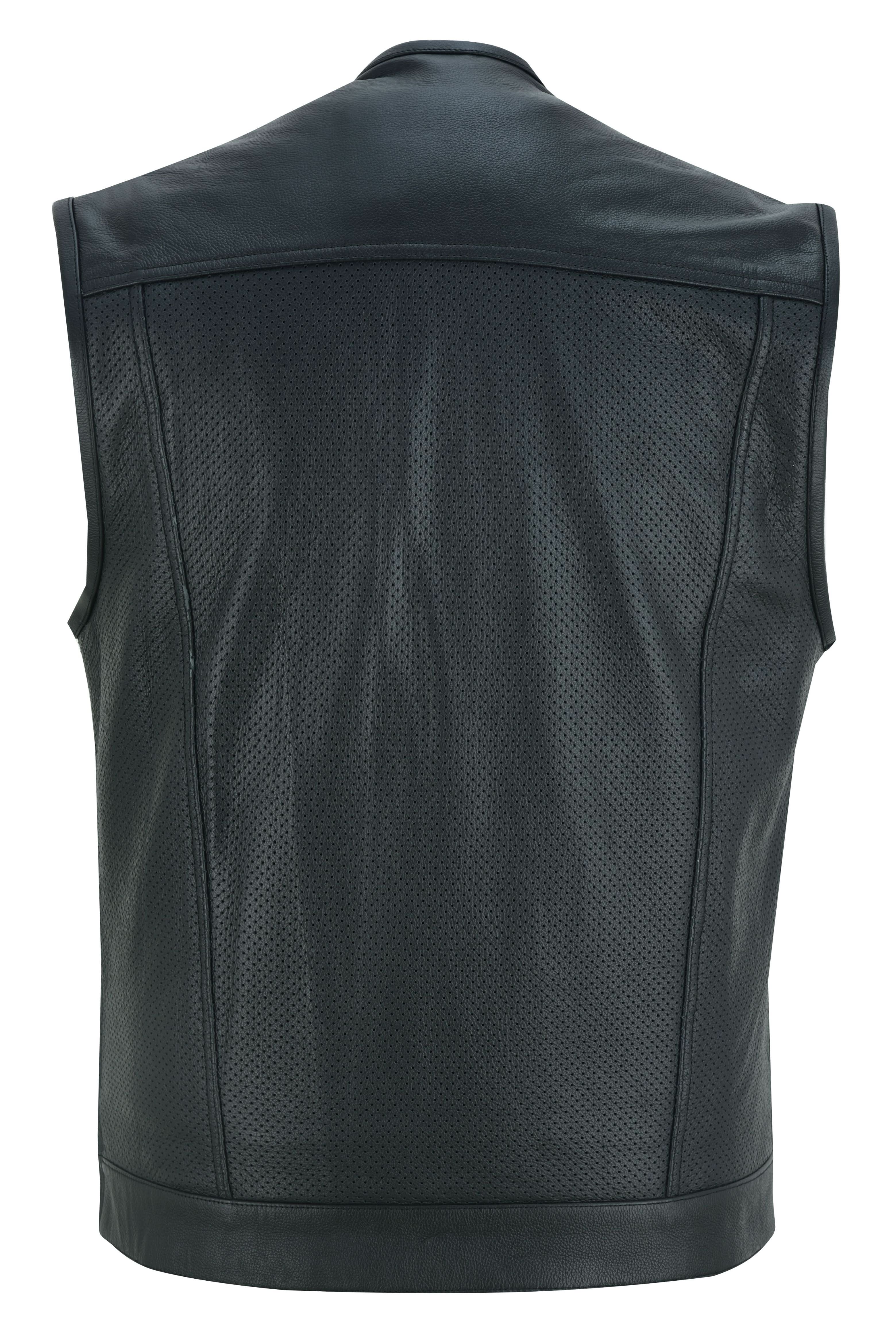 Cool EdgeMen's Leather Biker Vest - Black Men's Leather Vests Renegade Classics