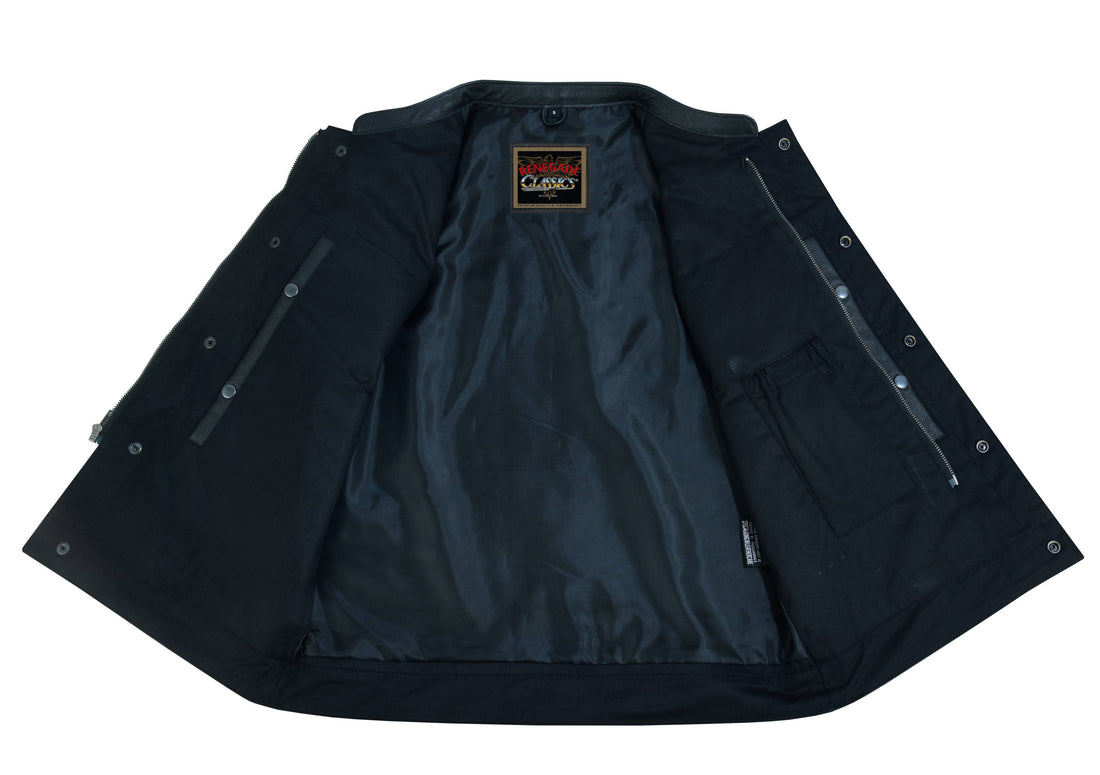 RC189A Concealed Snap Closure, Milled Cowhide, Scoop Collar & Hidden Zipper