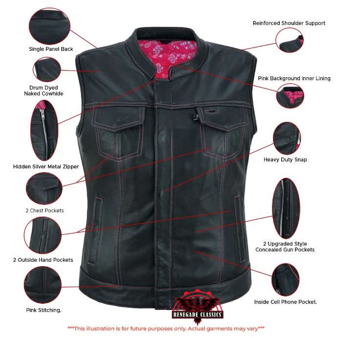 Lunula Women's leather motorcycle vest