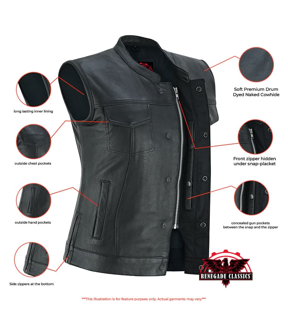 Maxillea  Women's leather motorcycle vest