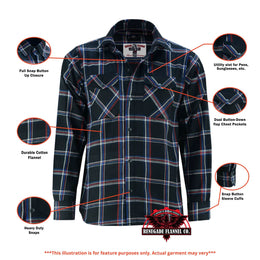 Alpha Check Men's Bold Plaid Flannel Shirt - Black, Red, and Blue Flannel Renegade Classics
