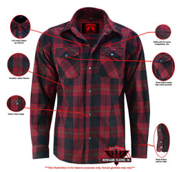 Alpha Check Men's Adventure Plaid Flannel Shirt - Red and Black Flannel Renegade Classics