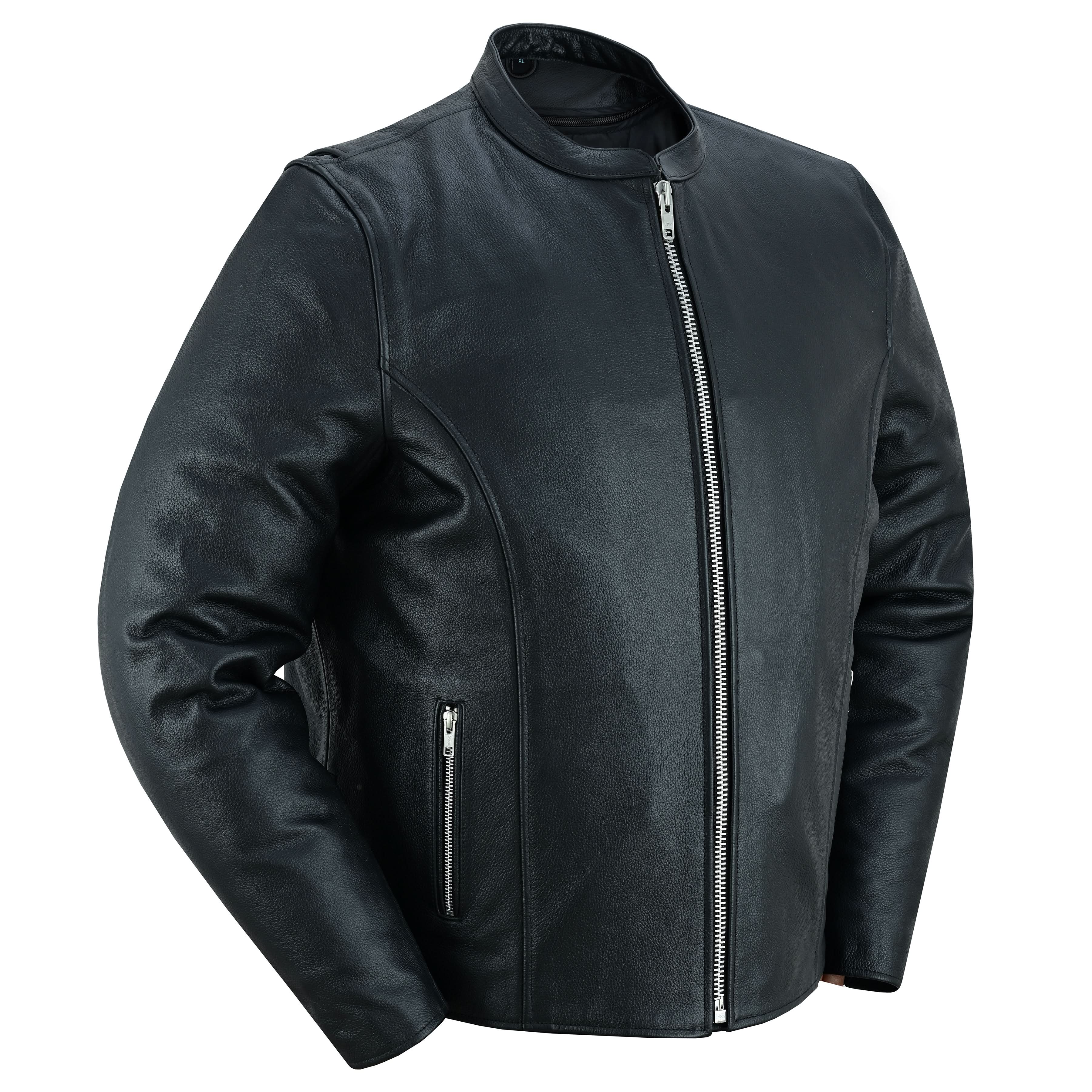 Rivo Men's Black Leather Motorcycle Jacket Men's Leather Jackets Renegade Classics