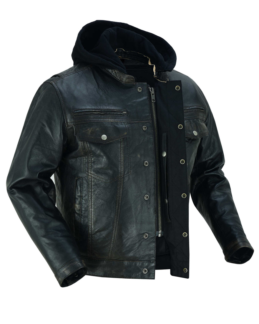 RC782 Men's Lightweight Drum Dyed Distressed Naked Lambskin Jacket