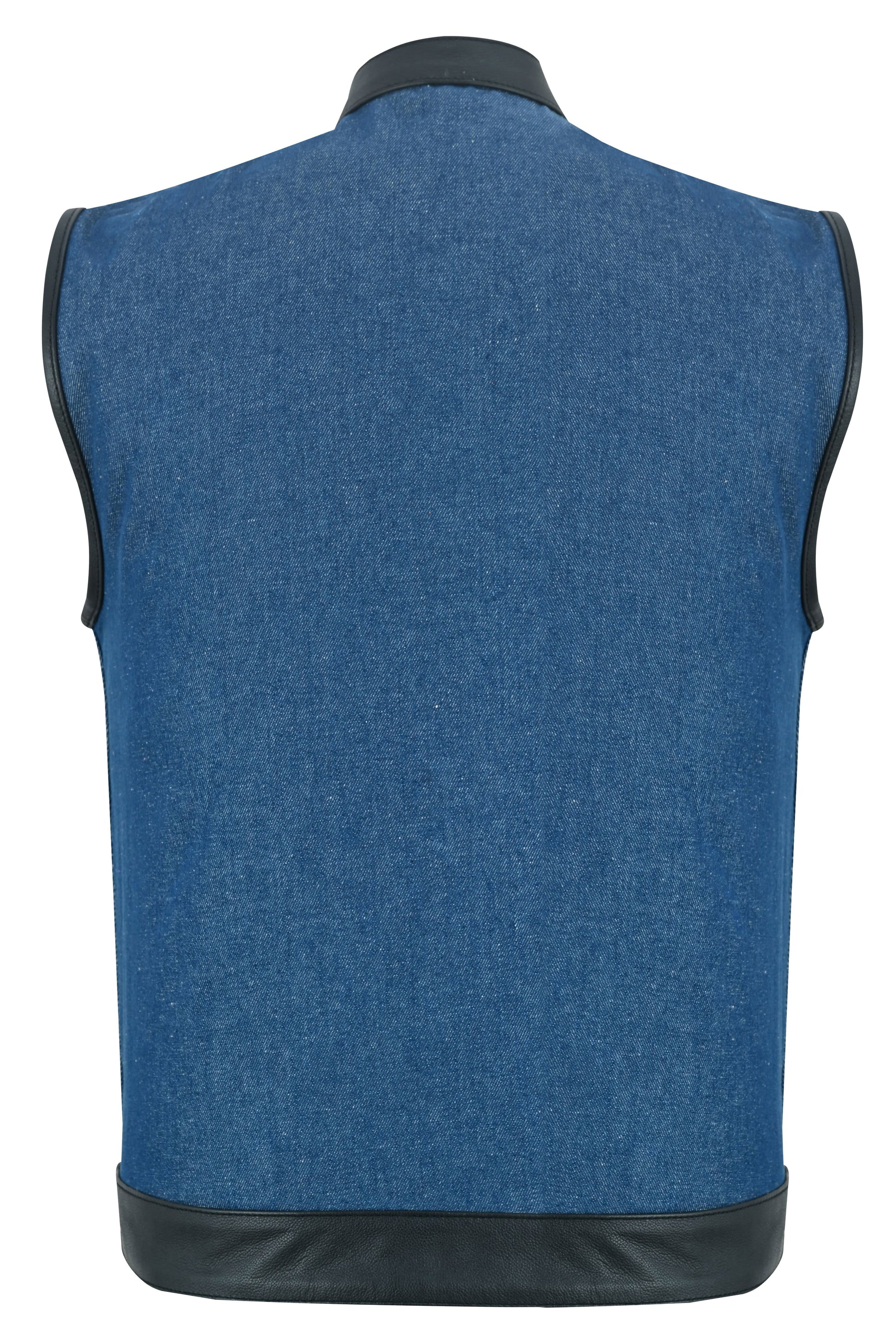 GrindStone Men's Broken Blue Denim Motorcycle Vest Men's Denim Vests Renegade Classics