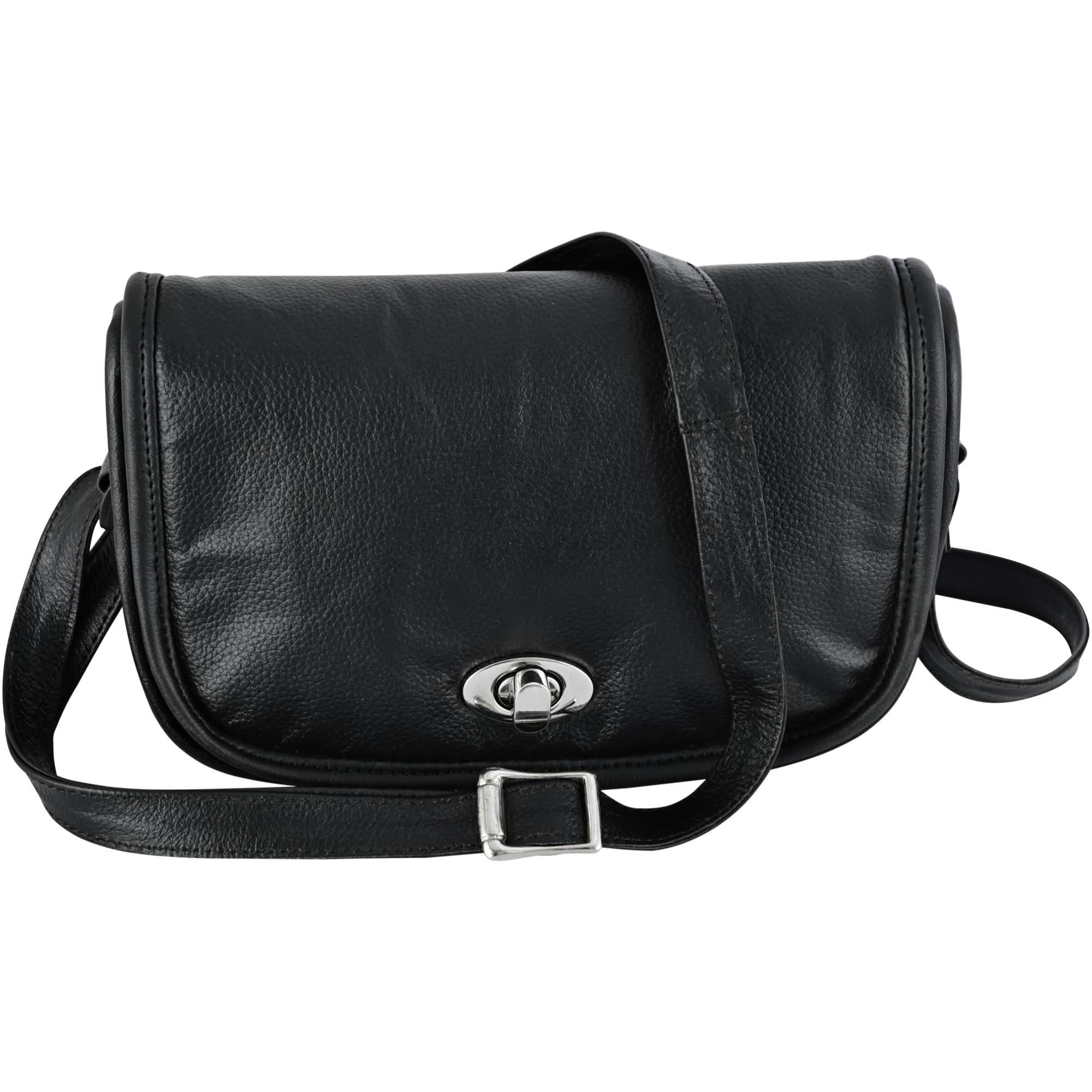 DS Women's Black Construction Leather Purse/Shoulder Bag Purses Renegade Classics