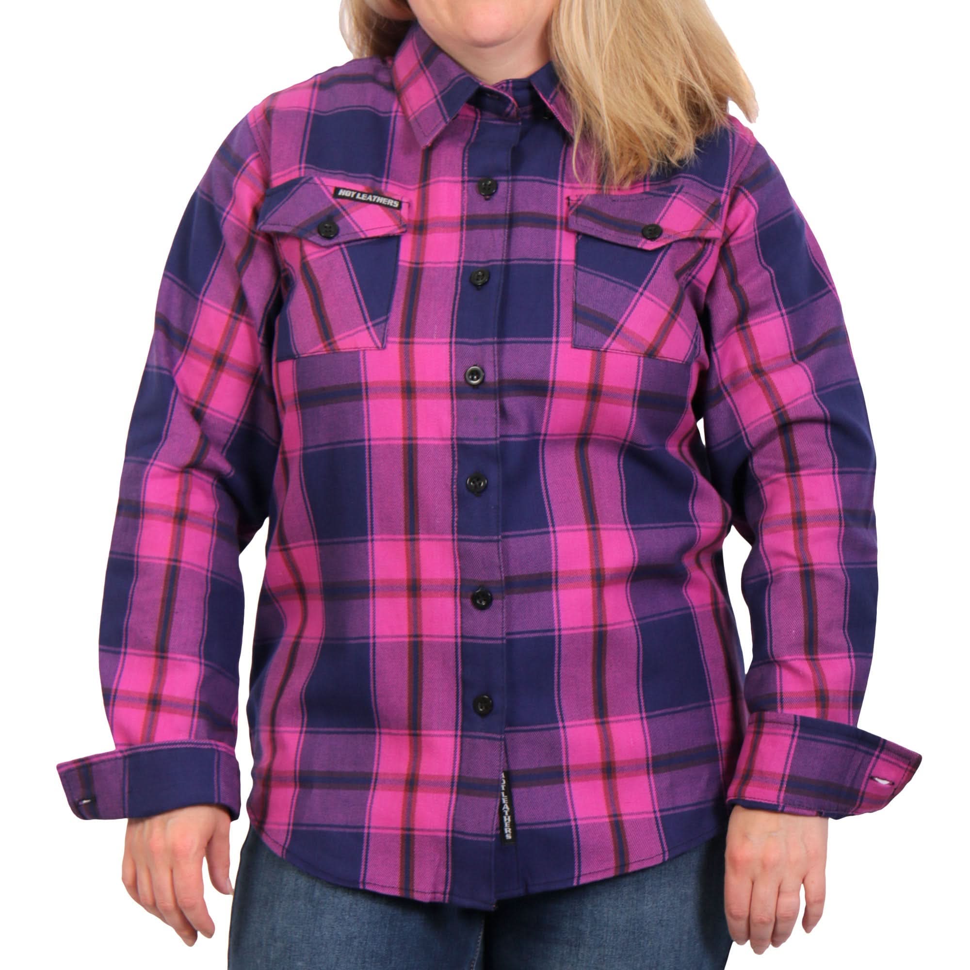 Hot Leathers FLL3011 Ladies Pink, Navy and Brown Long Sleeve Ladies Flannel