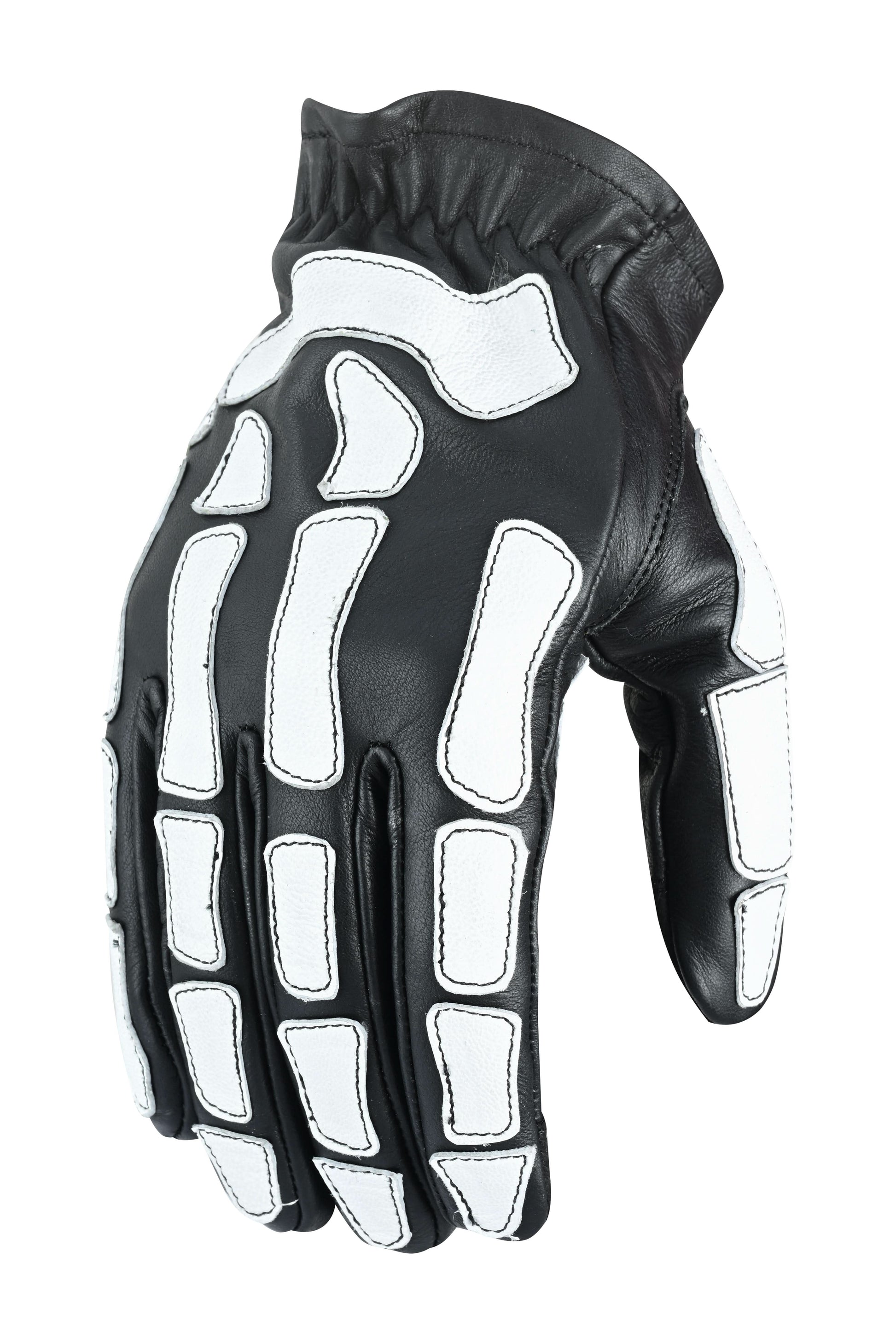 SkullTrail Men's leather gloves Black & White Men's Lightweight Gloves Renegade Classics