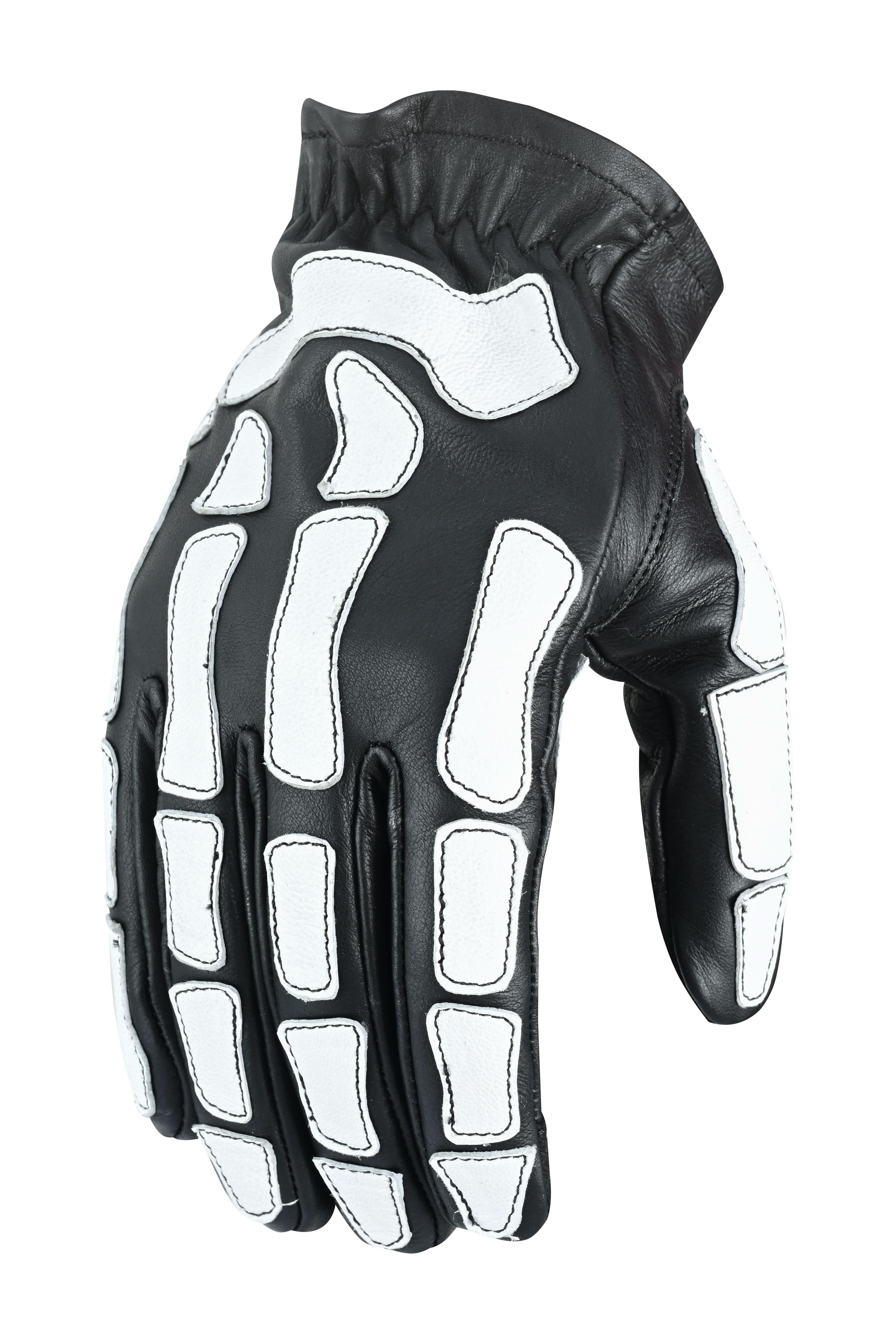 SkullTrail Men's leather gloves Black & White Men's Lightweight Gloves Renegade Classics