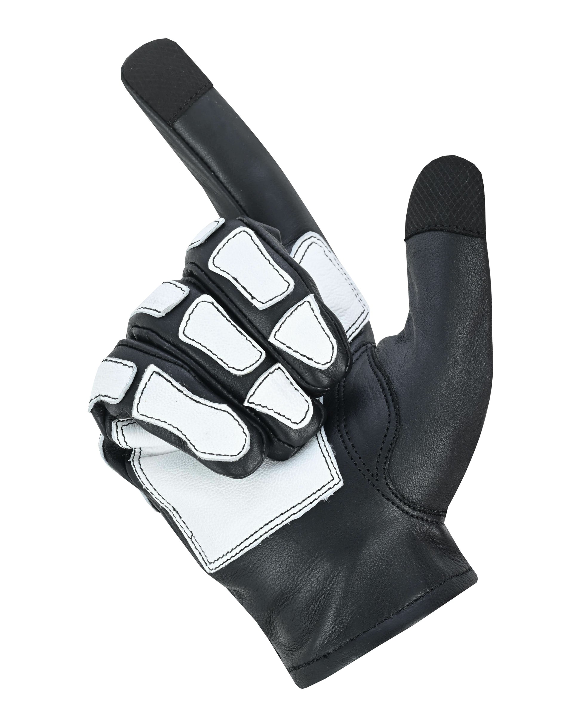SkullTrail Men's leather gloves Black & White Men's Lightweight Gloves Renegade Classics