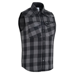 Gray Ride Men's Gray and Black Sleeveless Flannel Shirt Flannels Renegade Classics