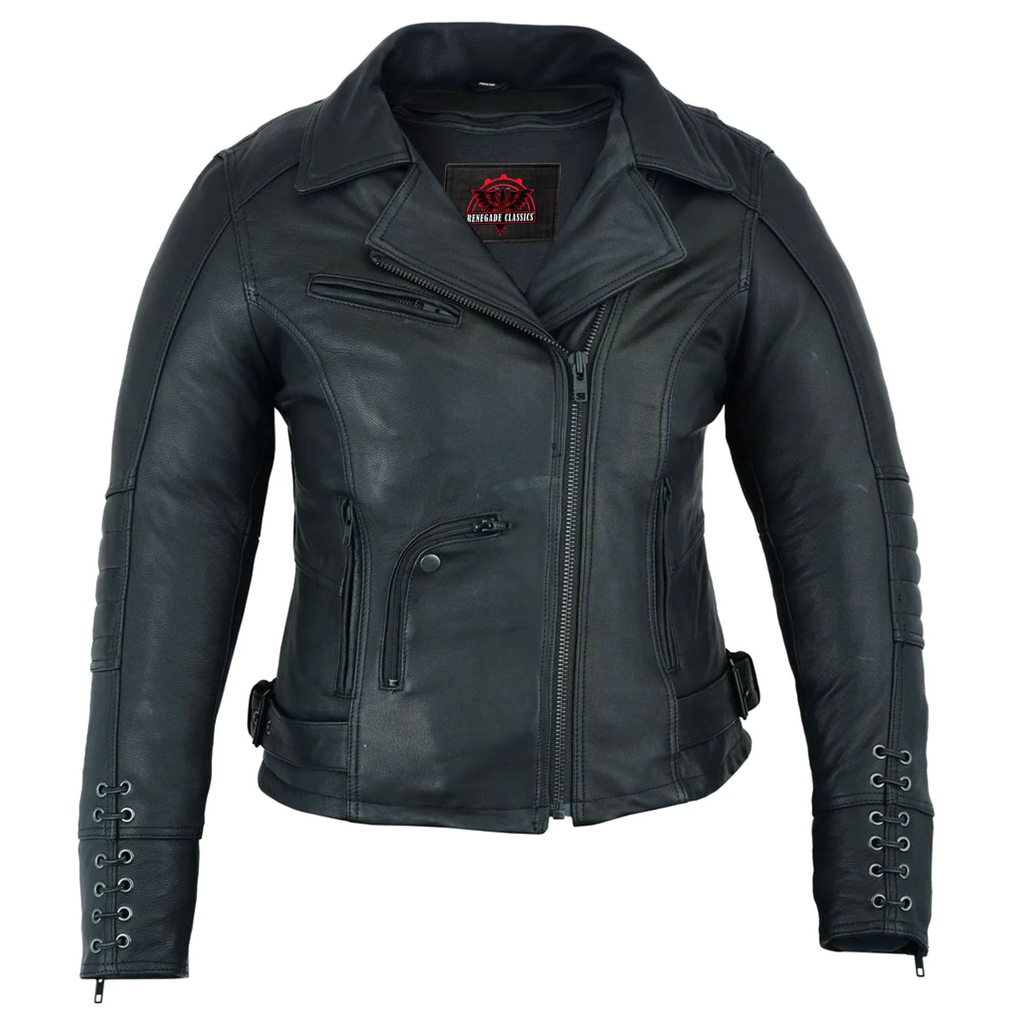 IronRose Women's Leather motorcycle Jacket– Black