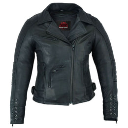 IronRose Women's Leather motorcycle Jacket Black