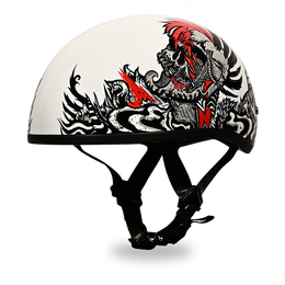 DOT Approved Daytona Motorcycle Half Face Helmet - Skull Cap Graphics for Men & Women, Scooters, ATVs, UTVs & Choppers - W/ Rockin' Reaper