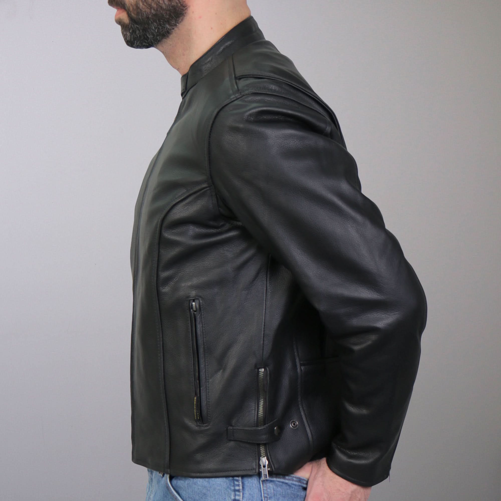 Hot Leathers JKM1027 Men’s Black ‘Carry and Conceal’ Leather Motorcycle Biker Jacket