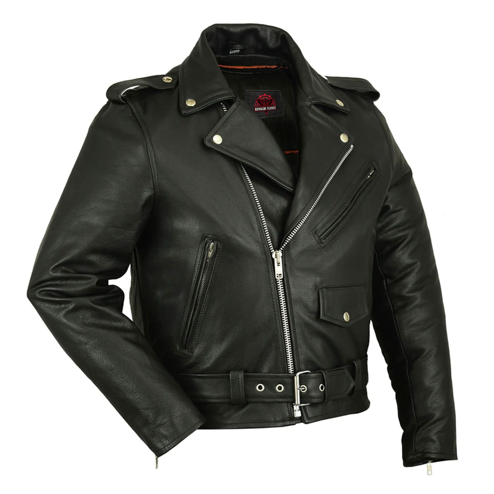 Jansen Men's Leather Motorcycle Jacket - Black