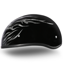 DOT Approved Daytona Motorcycle Half Face Helmet - Skull Cap Graphics for Men & Women, Scooters, ATVs, UTVs & Choppers - W/ Ignite Grey