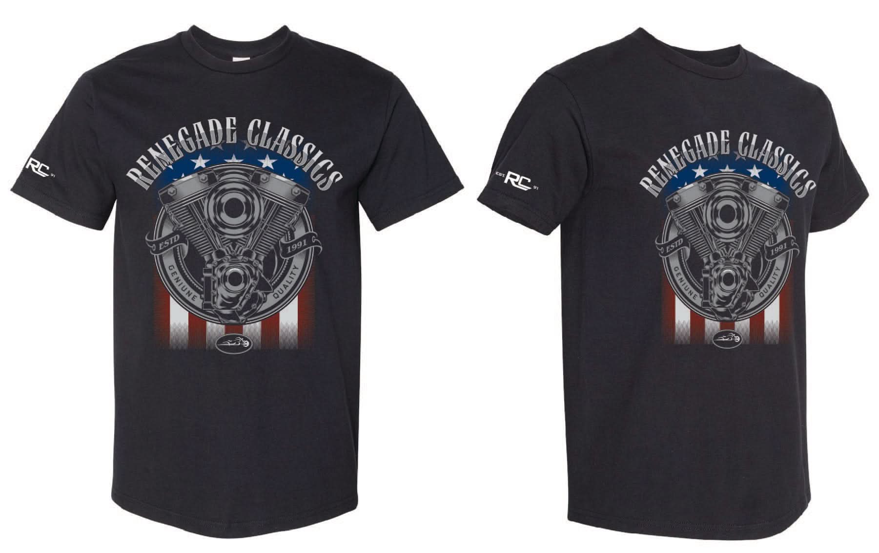 RC Renegade Classics Flag Graphic Mens Motorcycle T-Shirt Men's Shirts Renegade Classics