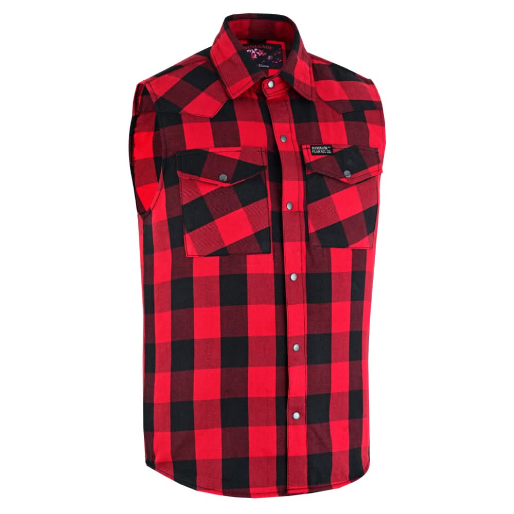 Red Rider Men's Sleeveless Red and Black Flannel Shirt Flannels Renegade Classics