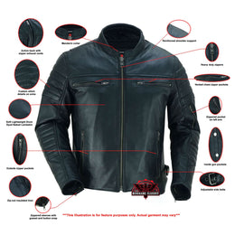 Roamer Men's Leather Scooter Jacket  - Black
