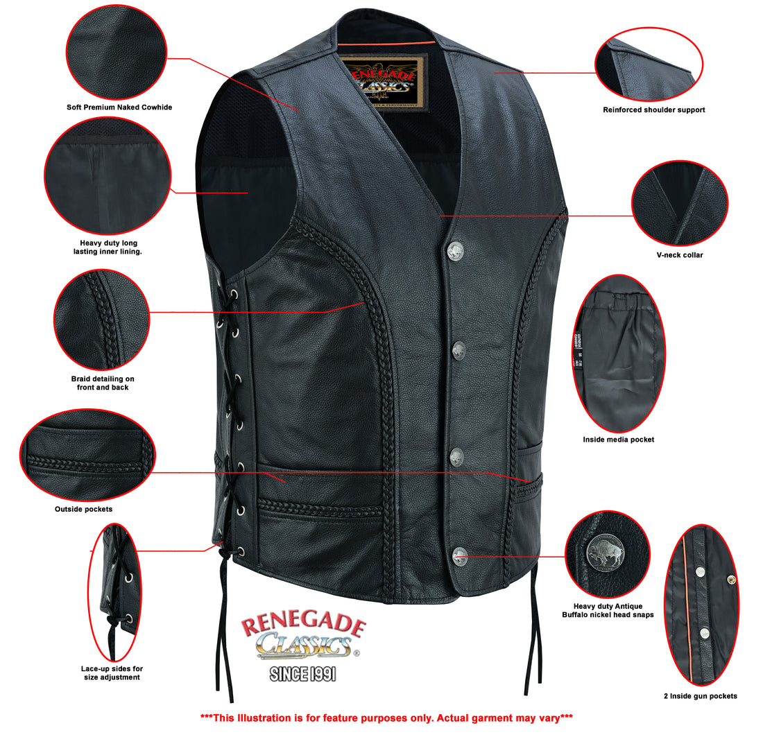 Rustler Leather Motorcycle Vest