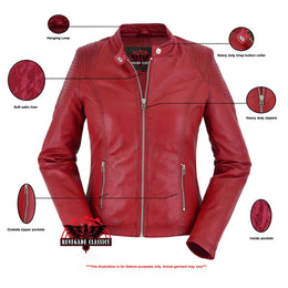 Scarlet Rider Cabernet Womens Red Leather Jacket