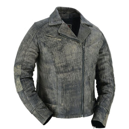 Shen Antique Brown Women's Leather Motorcycle Jacket