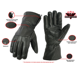 TurboRide Men's leather gauntlet gloves