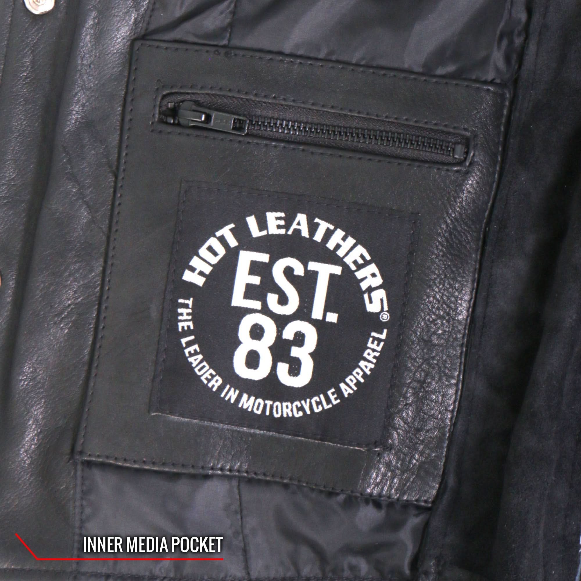 Hot Leathers VSL1017 Ladies 'Sugar Skull' Lined Black Leather Motorcycle Biker Vest