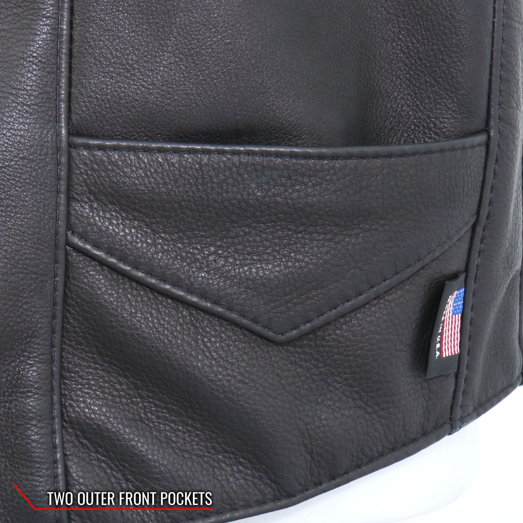 Hot Leathers VSM5006 Men's USA Made Classic Premium Biker motorcycle Leather Vest