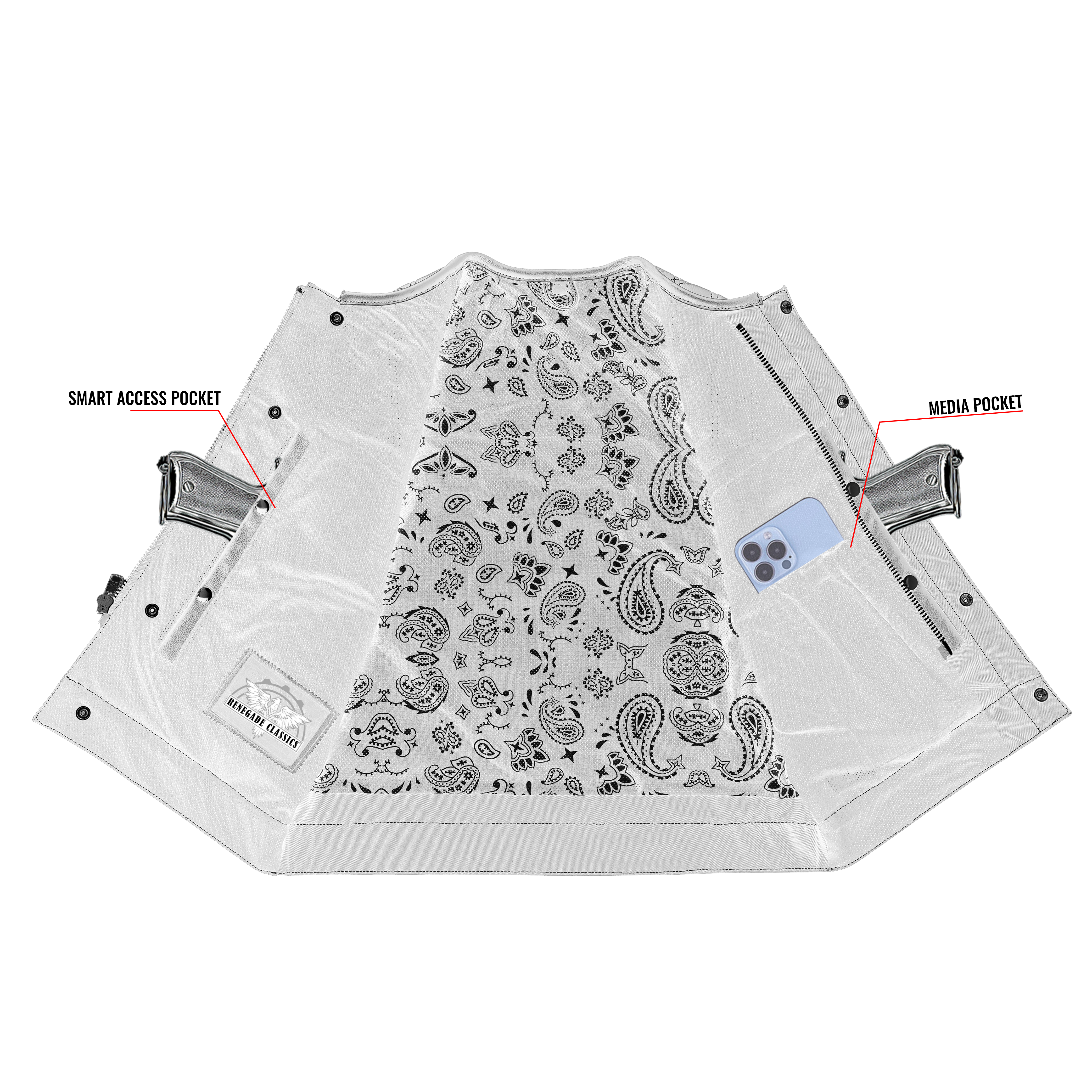 Blaze Lowside Chrome Phantom Men's Leather Vest