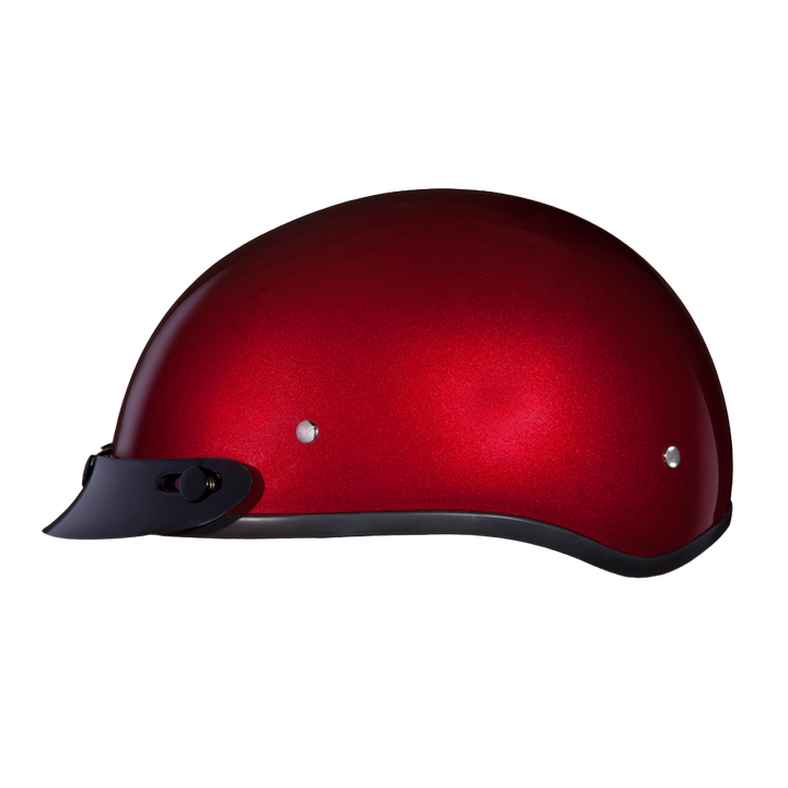 DOT Approved Daytona Skull Cap Half Shell Motorcycle Helmet - Beanie Style for Motorcycles, Cruisers, Scooters, and Mopeds - Black Cherry