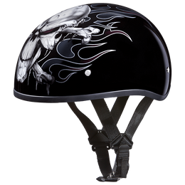 DOT Approved Daytona Motorcycle Half Face Helmet - Skull Cap Graphics for Men & Women, Scooters, ATVs, UTVs & Choppers - W/ Cross Bones