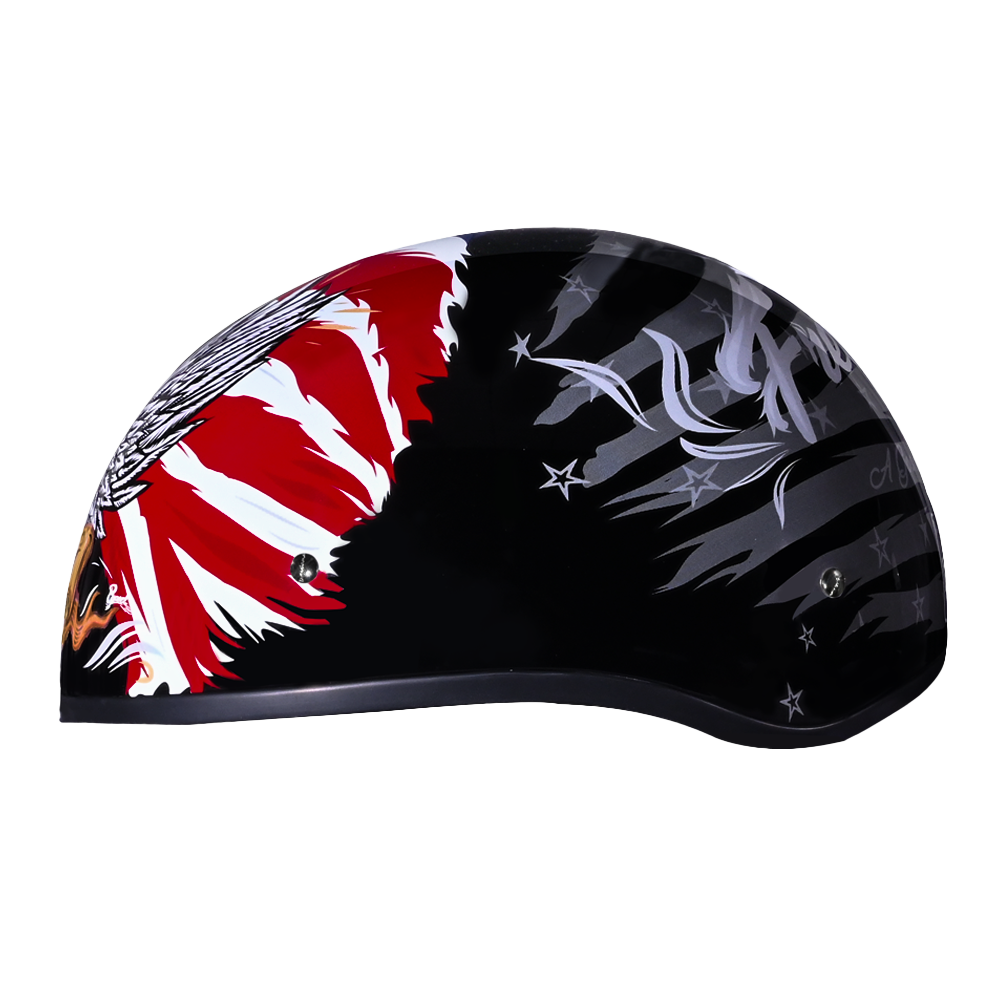 DOT Approved Daytona Motorcycle Half Face Helmet - Skull Cap Graphics for Men & Women, Scooters, ATVs, UTVs & Choppers - W/ Freedom 2.