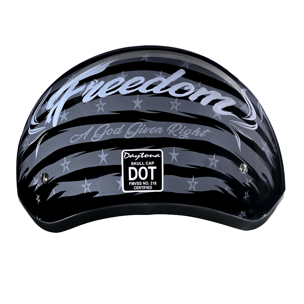 DOT Approved Daytona Motorcycle Half Face Helmet - Skull Cap Graphics for Men & Women, Scooters, ATVs, UTVs & Choppers - W/ Freedom 2.