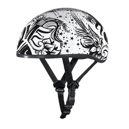 DOT Approved Daytona Motorcycle Half Face Helmet - Skull Cap Graphics for Men & Women, Scooters, ATVs, UTVs & Choppers - W/ Lovesee