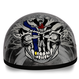 DOT Approved Daytona Motorcycle Half Face Helmet - Skull Cap Graphics for Men & Women, Scooters, ATVs, UTVs & Choppers - W/ Thunder