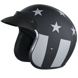 DOT Approved Daytona Cruiser Open Face Motorcycle Helmet - Men, Women & Youth - With Visor & Graphics - W/ Captain America Stealth