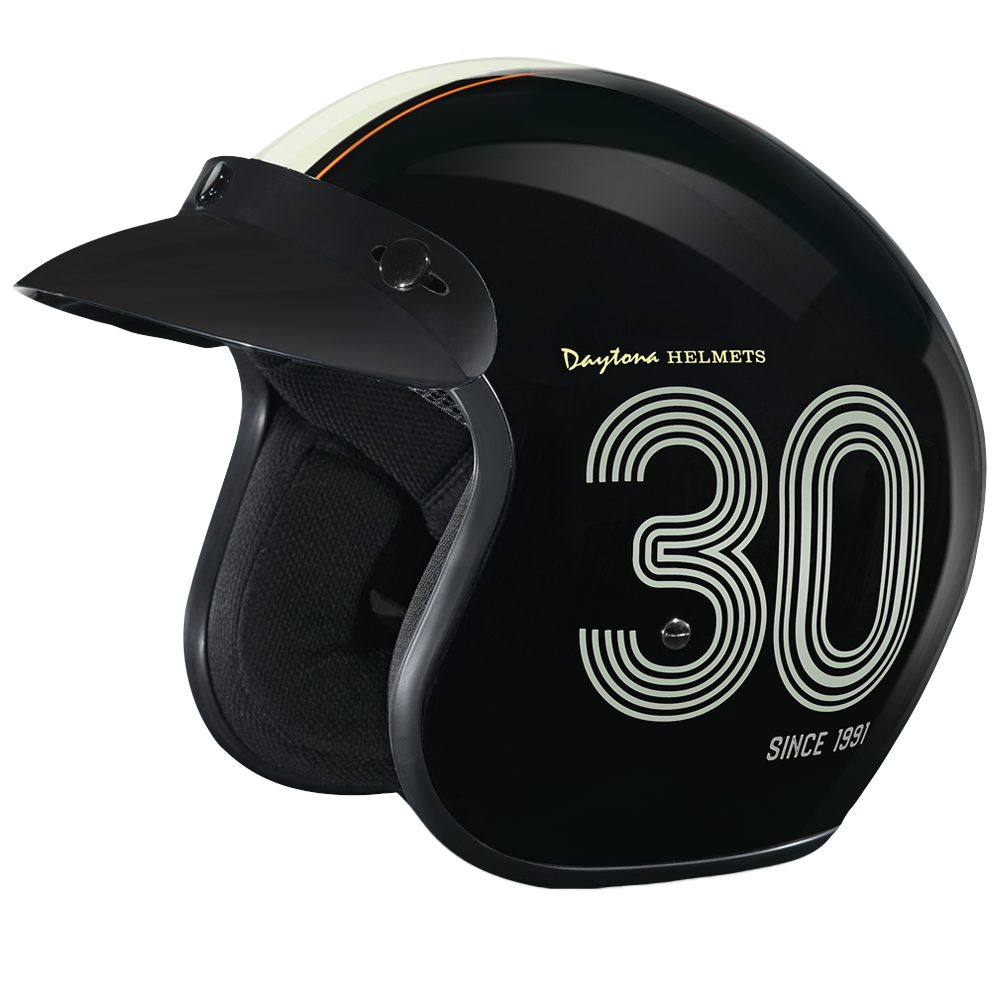DOT Approved Daytona Cruiser Open Face Motorcycle Helmet - Men, Women & Youth - With Visor & Graphics - W/ Daytona 3th