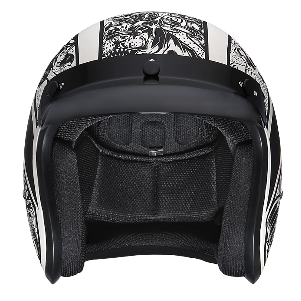 DOT Approved Daytona Cruiser Open Face Motorcycle Helmet - Men, Women & Youth - With Visor & Graphics - W/ Graffiti