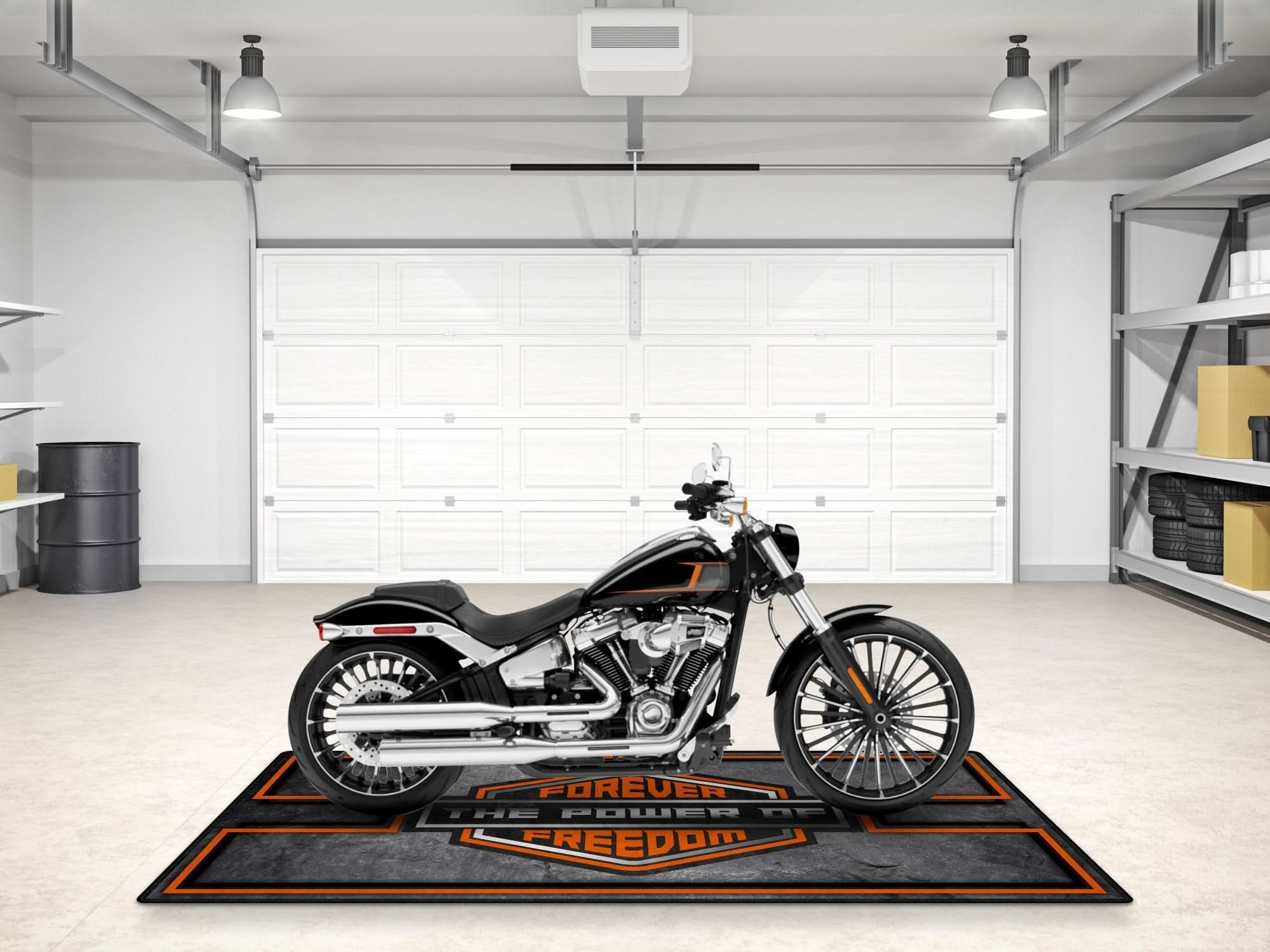 Motorcycle Mat Asphalt Design for Chopper, Cruiser, Touring, Sport Motorcycle "Forever The Power of Freedom" - MM729