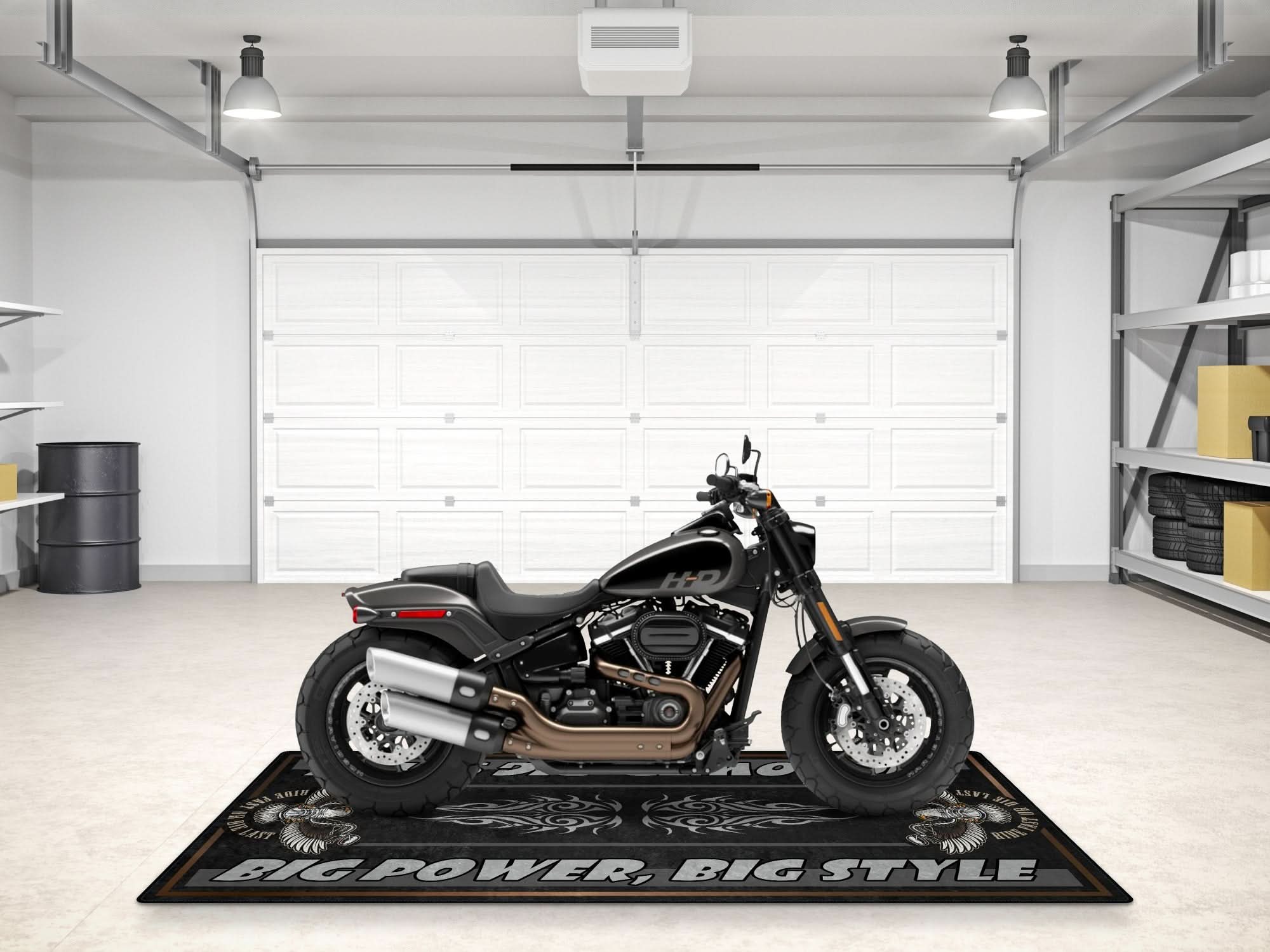 Motorcycle Mat for Cruiser Motorcycle "Big Power, Big Style" - MM735