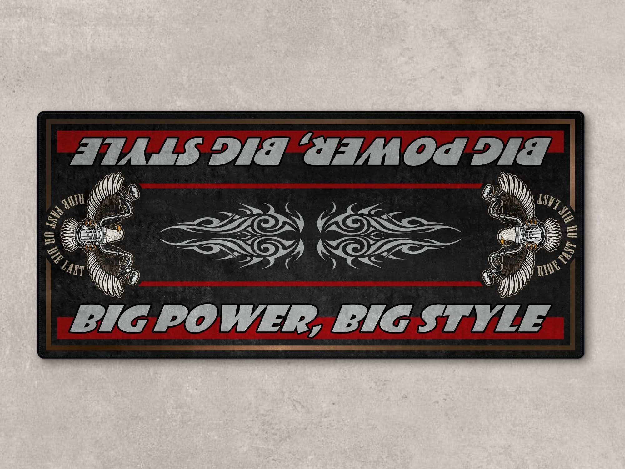 Motorcycle Mat for Cruiser Motorcycle "Big Power, Big Style" - MM735