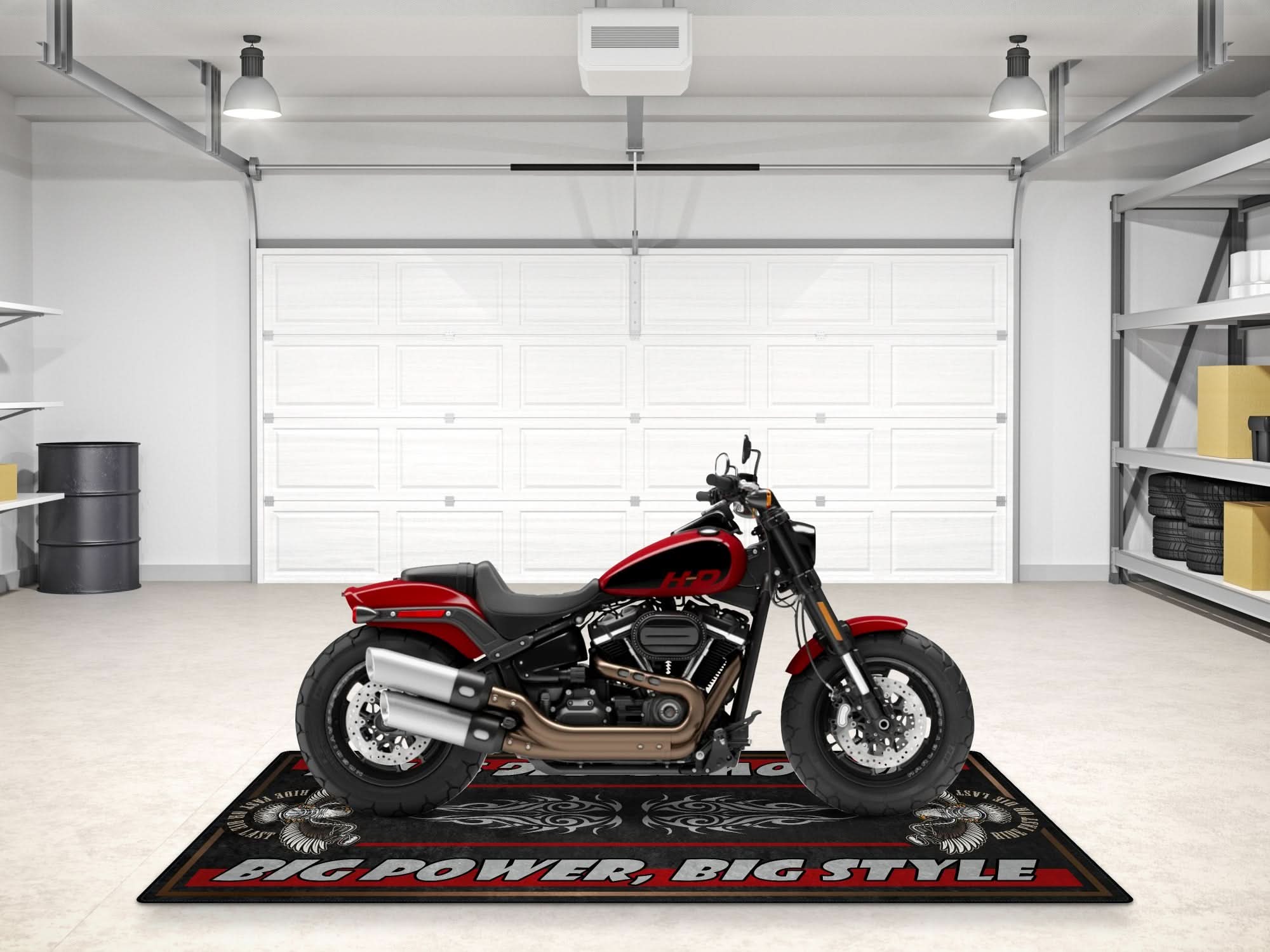 Motorcycle Mat for Cruiser Motorcycle "Big Power, Big Style" - MM735