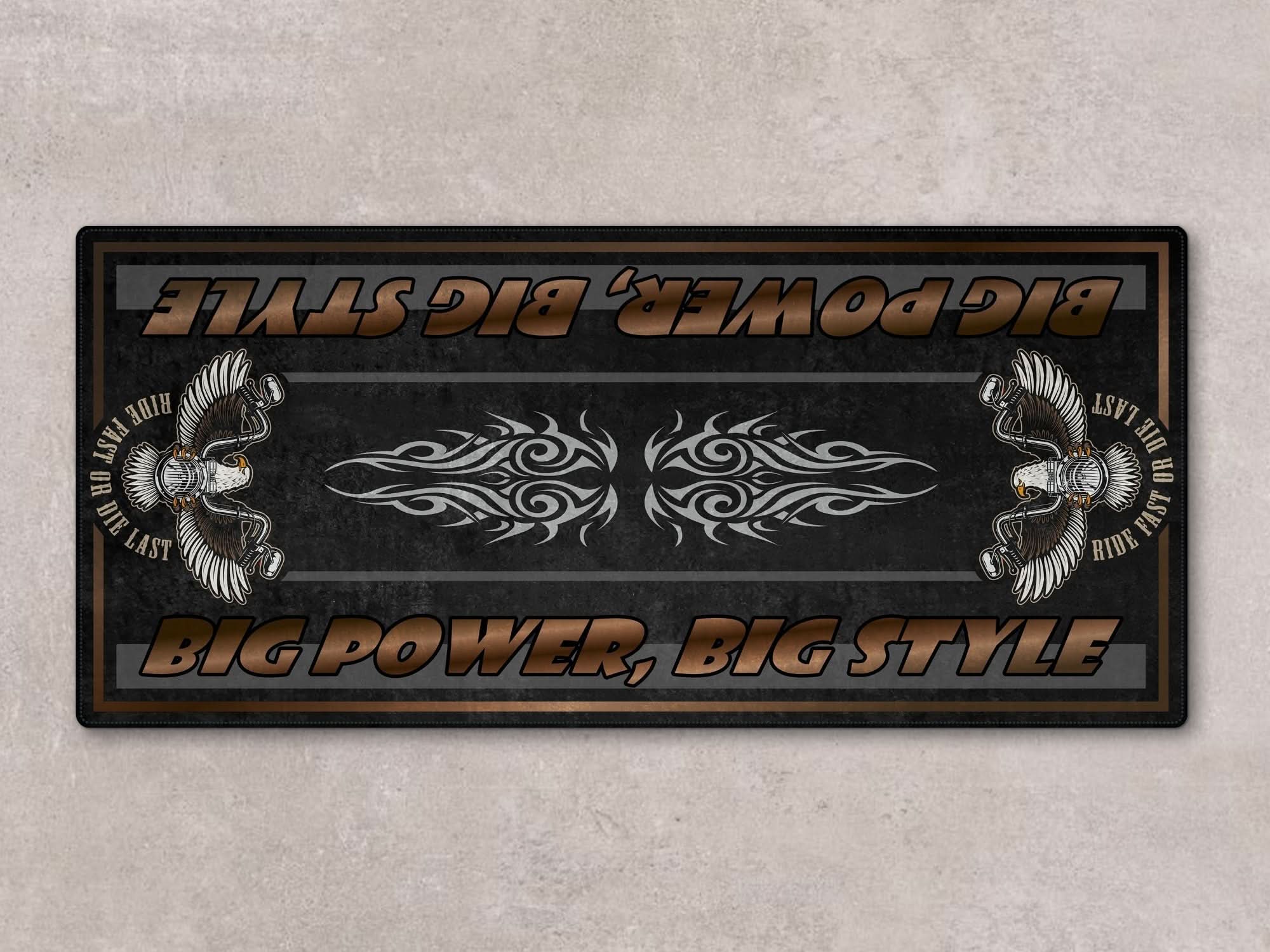 Motorcycle Mat for Cruiser Motorcycle "Big Power, Big Style" - MM735