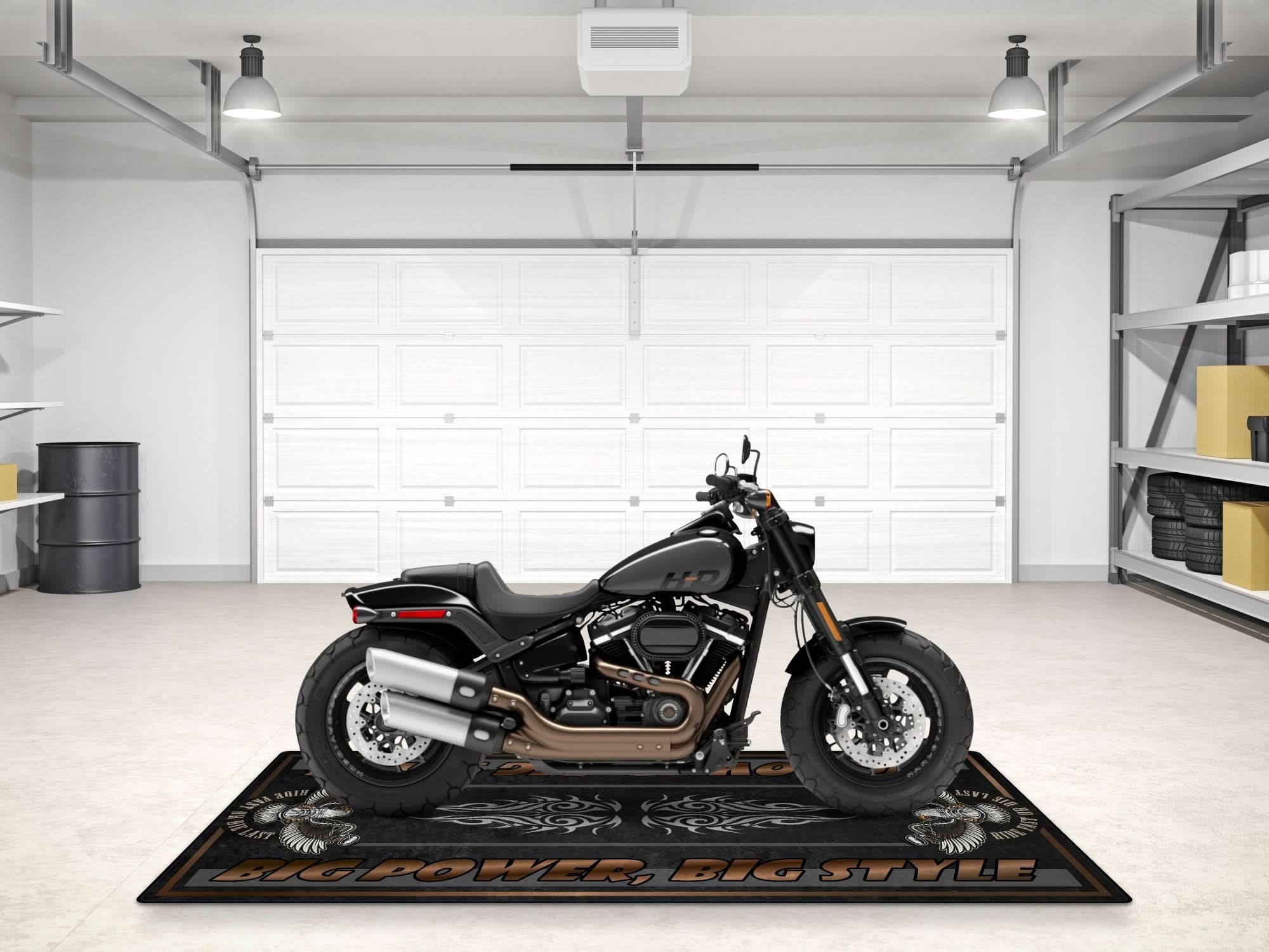 Motorcycle Mat for Cruiser Motorcycle "Big Power, Big Style" - MM735